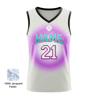 Women's premium V-neck basketball jersey with jacquard woven fabric for luxury teams