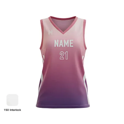 Women's V-neck basketball jersey with side panels and pro interlock for ultimate comfort