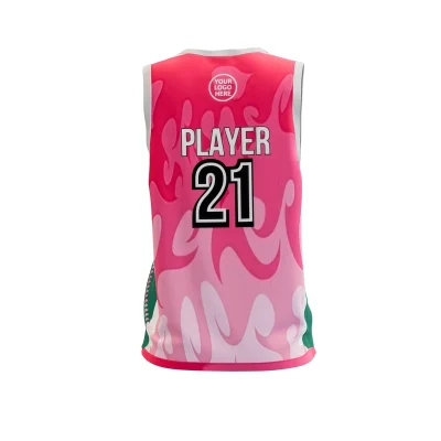 Women's premium V-neck basketball jersey with side panels and jacquard woven fabric