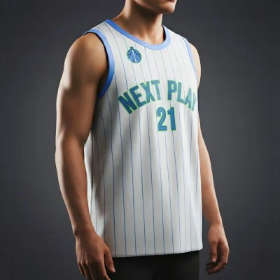 NextPlay Airflow custom basketball jersey with Butterfly Mesh fabric for enhanced cooling, in orange and grey team colors.