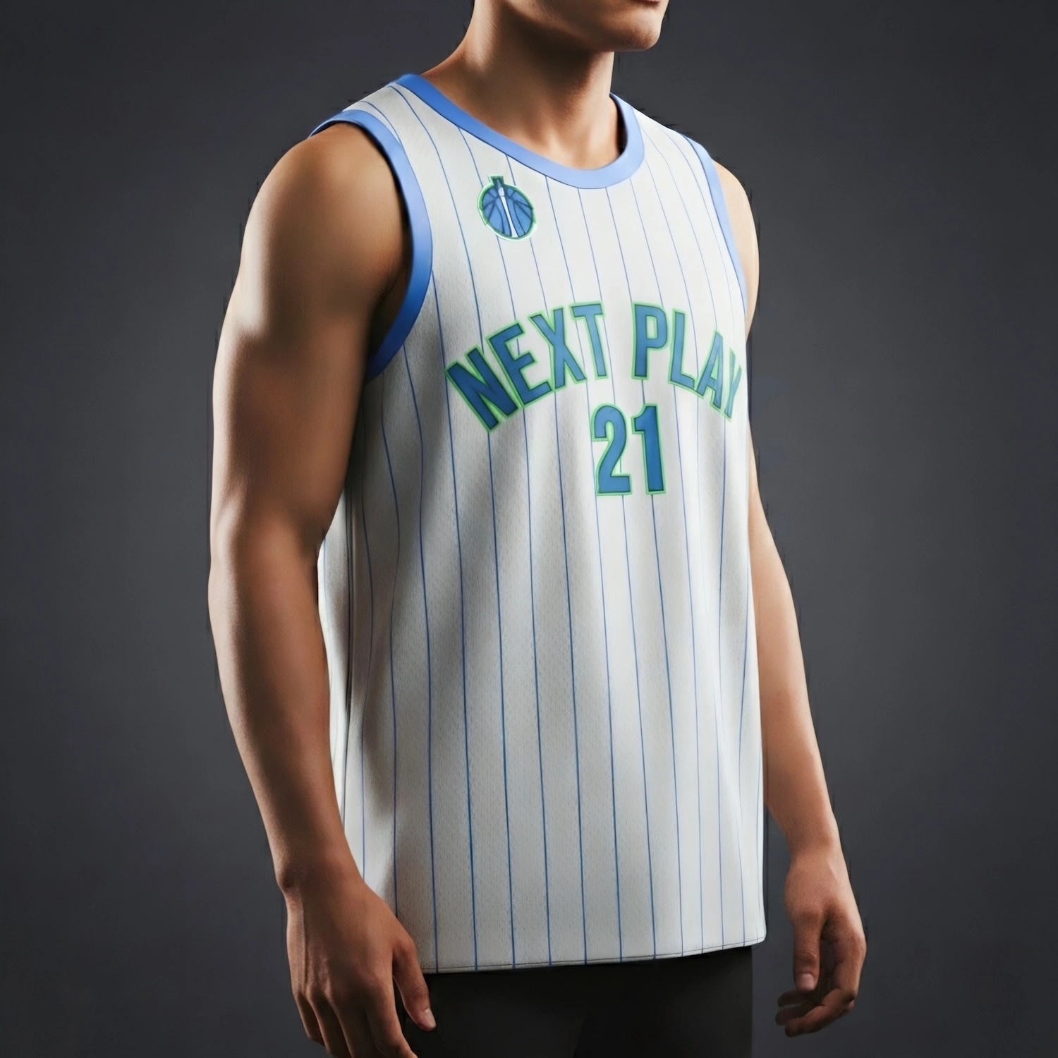 NextPlay Airflow custom basketball jersey with Butterfly Mesh fabric for enhanced cooling, in orange and grey team colors.