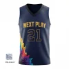 Premium V-neck basketball jersey with jacquard woven fabric for luxury teams