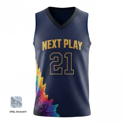 Premium V-neck basketball jersey with jacquard woven fabric for luxury teams