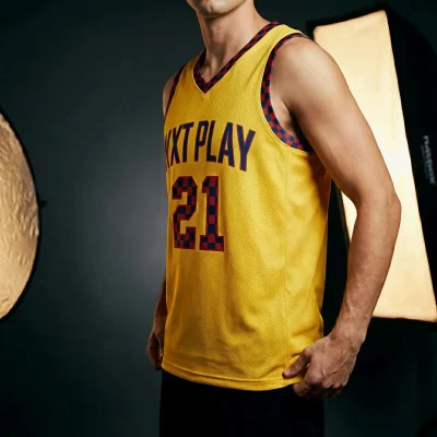 V-neck basketball jersey with short hole mesh for balanced performance