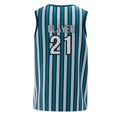 NextPlay Core custom basketball jersey with Short Hole Mesh fabric, in purple and black team colors for unisex and youth players.