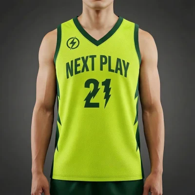 NextPlay Airflow custom basketball jersey with short hole fabric for enhanced cooling, in orange and grey team colors.