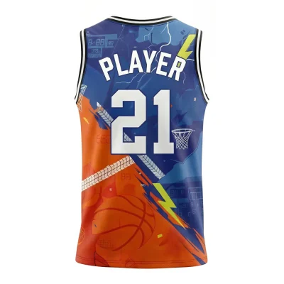 Premium V-neck basketball jersey with side panels and jacquard woven fabric