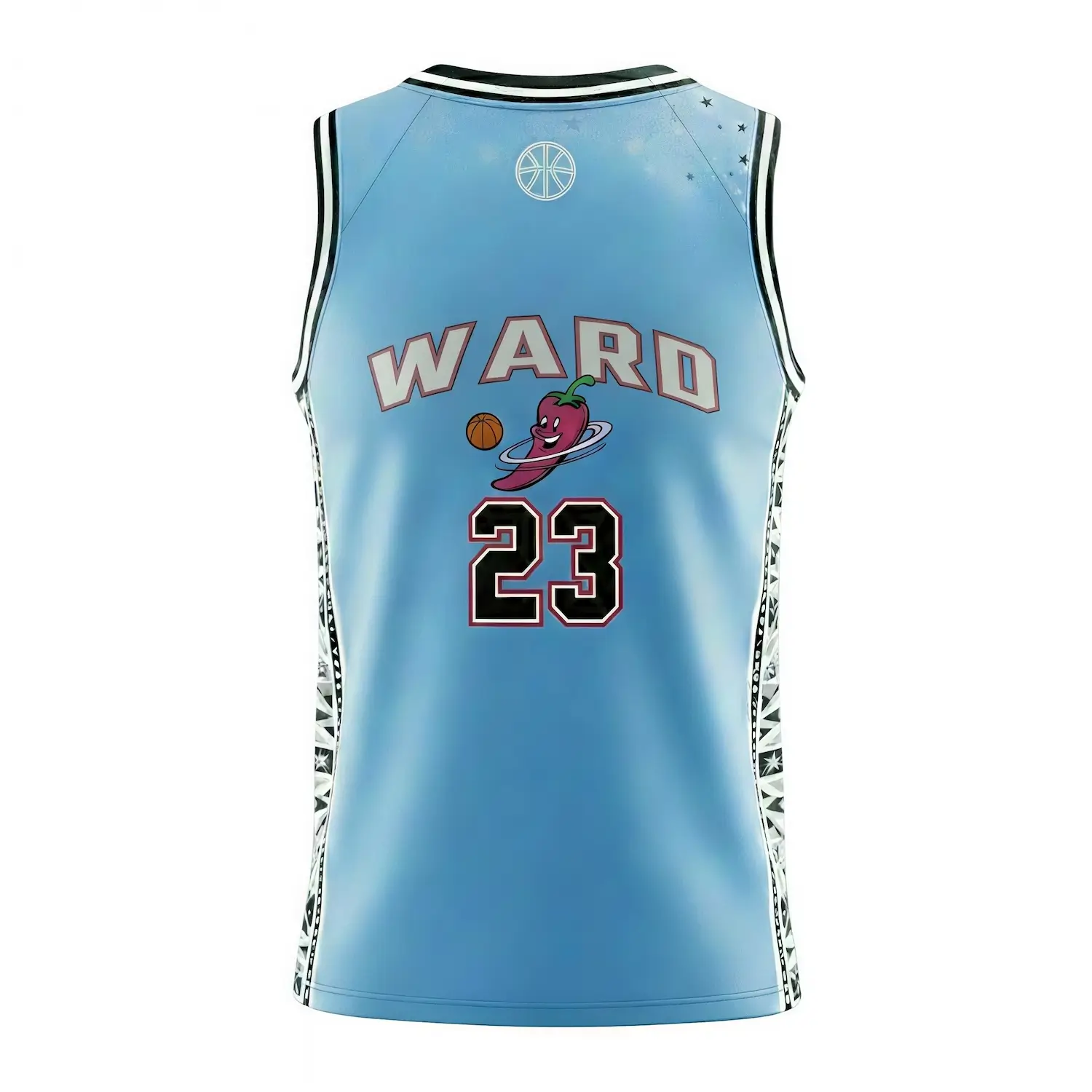 Β Elite V-neck basketball jersey with side panels and flashed V fabric texture