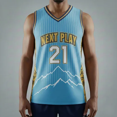 Pro V-neck basketball jersey with side panels and butterfly mesh for maximum airflow