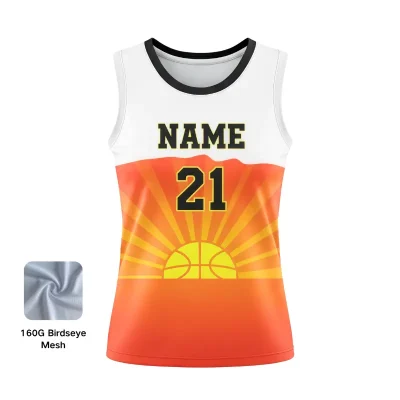 Custom youth and women's basketball jersey with Birdseye Mesh fabric for teams and leagues