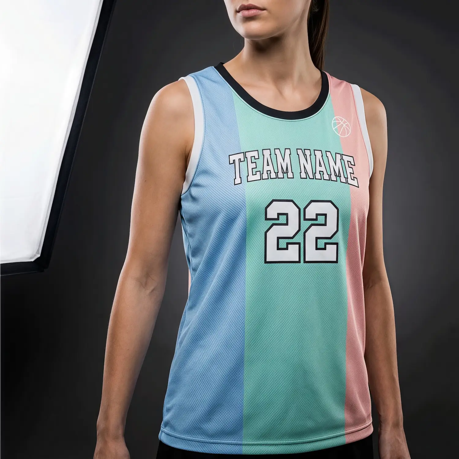 Youth and women's basketball jersey with Butterfly Mesh fabric for enhanced cooling and ventilation