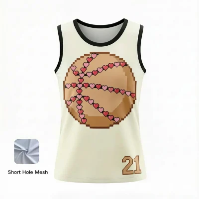 Youth and women's core basketball jersey with short hole mesh fabric for teams and leagues