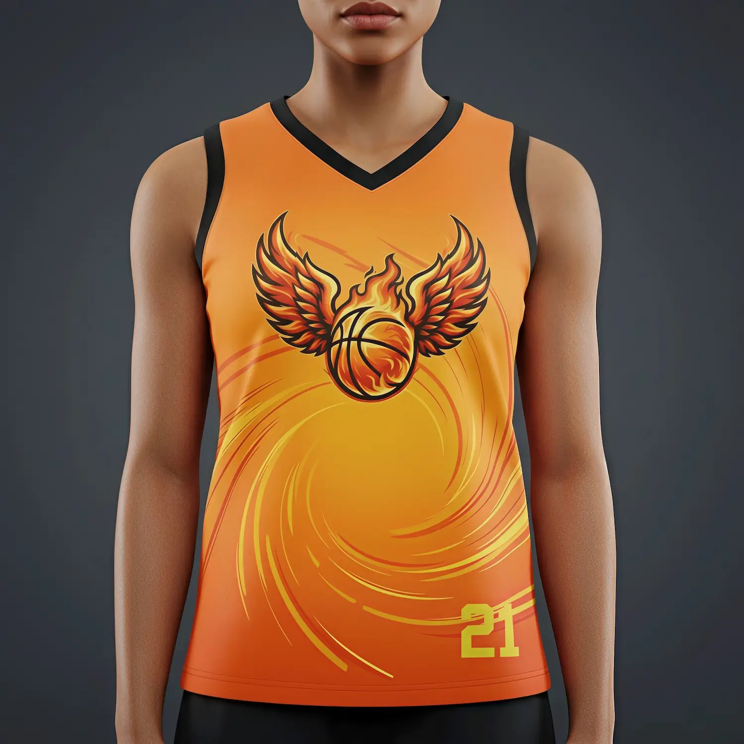 Women's V-neck basketball jersey with short hole mesh for balanced performance
