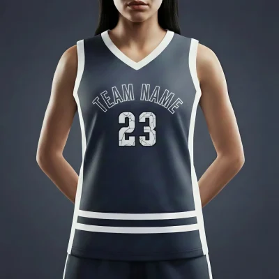 Women's V-neck basketball jersey with side panels and butterfly mesh for maximum airflow