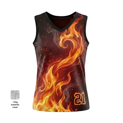 Women's V-neck basketball jersey with butterfly mesh for maximum airflow