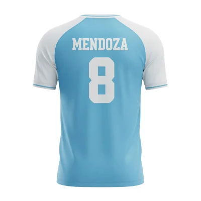 Back view of custom spandex interlock soccer jersey with player name and number