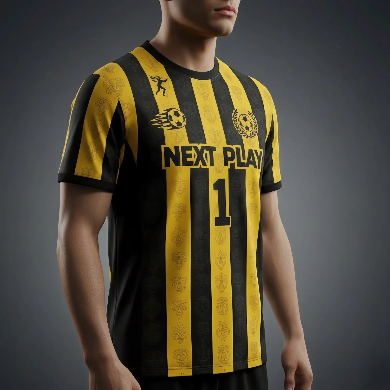 Side view of athlete in breathable birdseye mesh soccer jersey