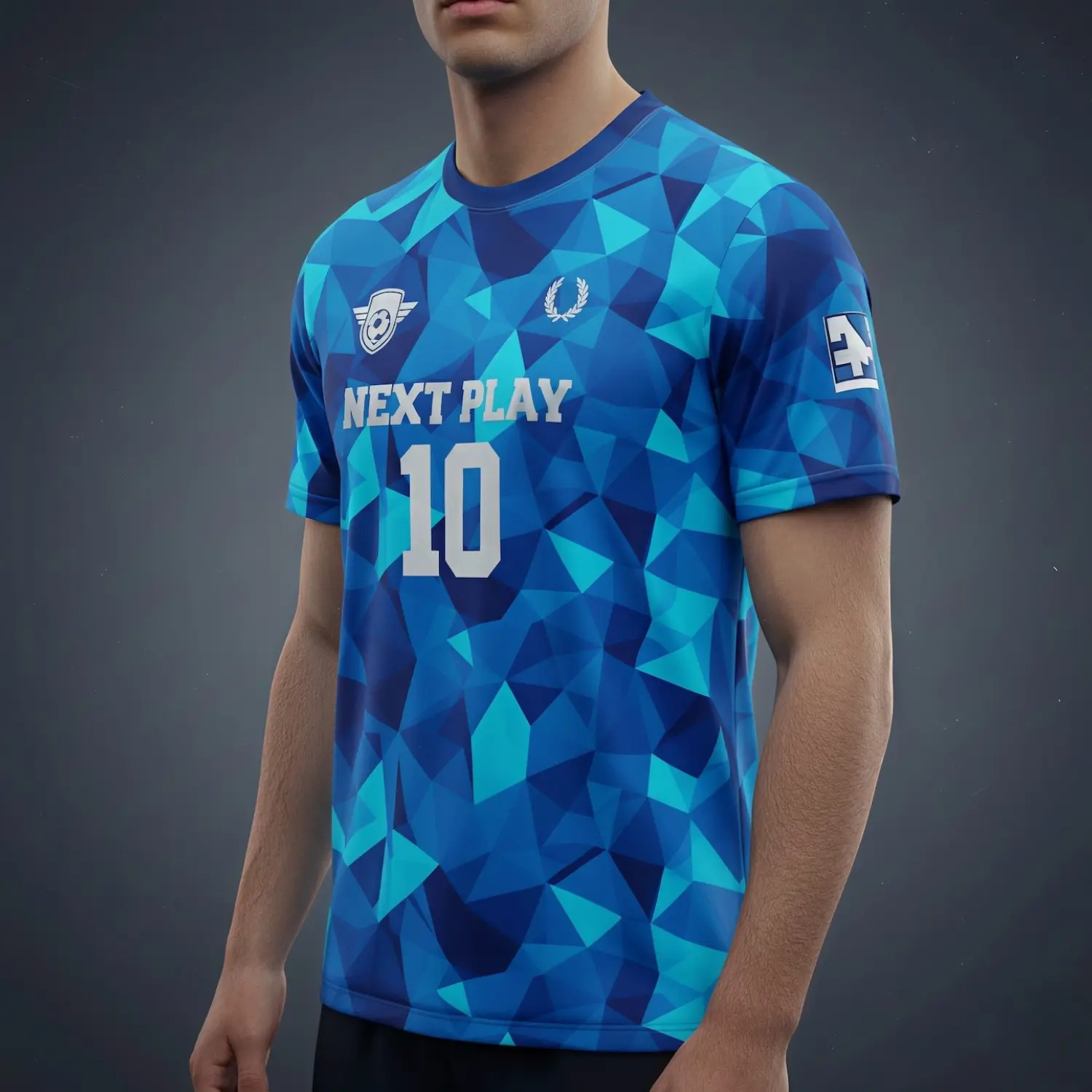 Athlete wearing premium silk-feel soccer jersey showing optimal drape and fit