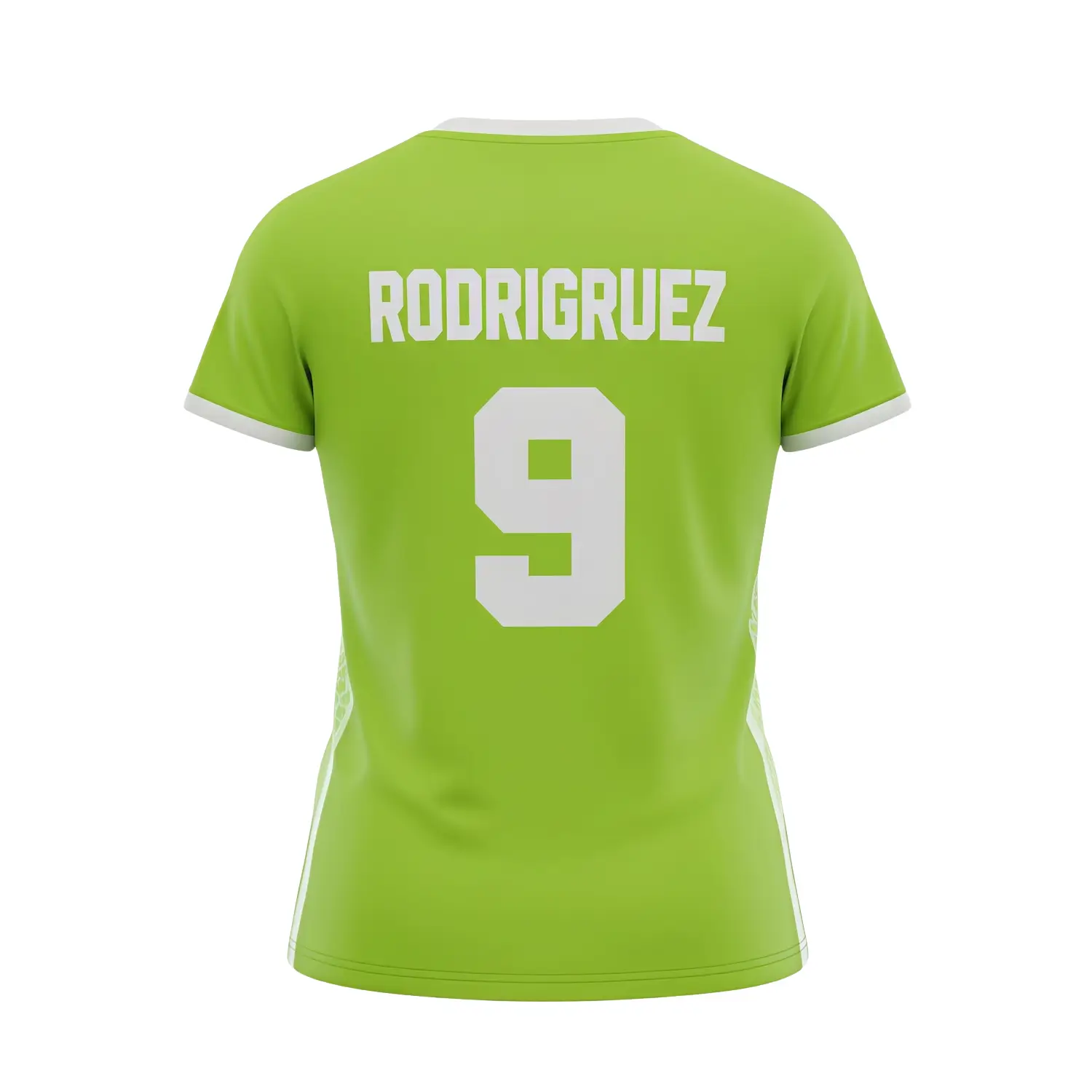 Female soccer player in a custom black and gold premium silk-feel jersey with a contoured fit and round neck