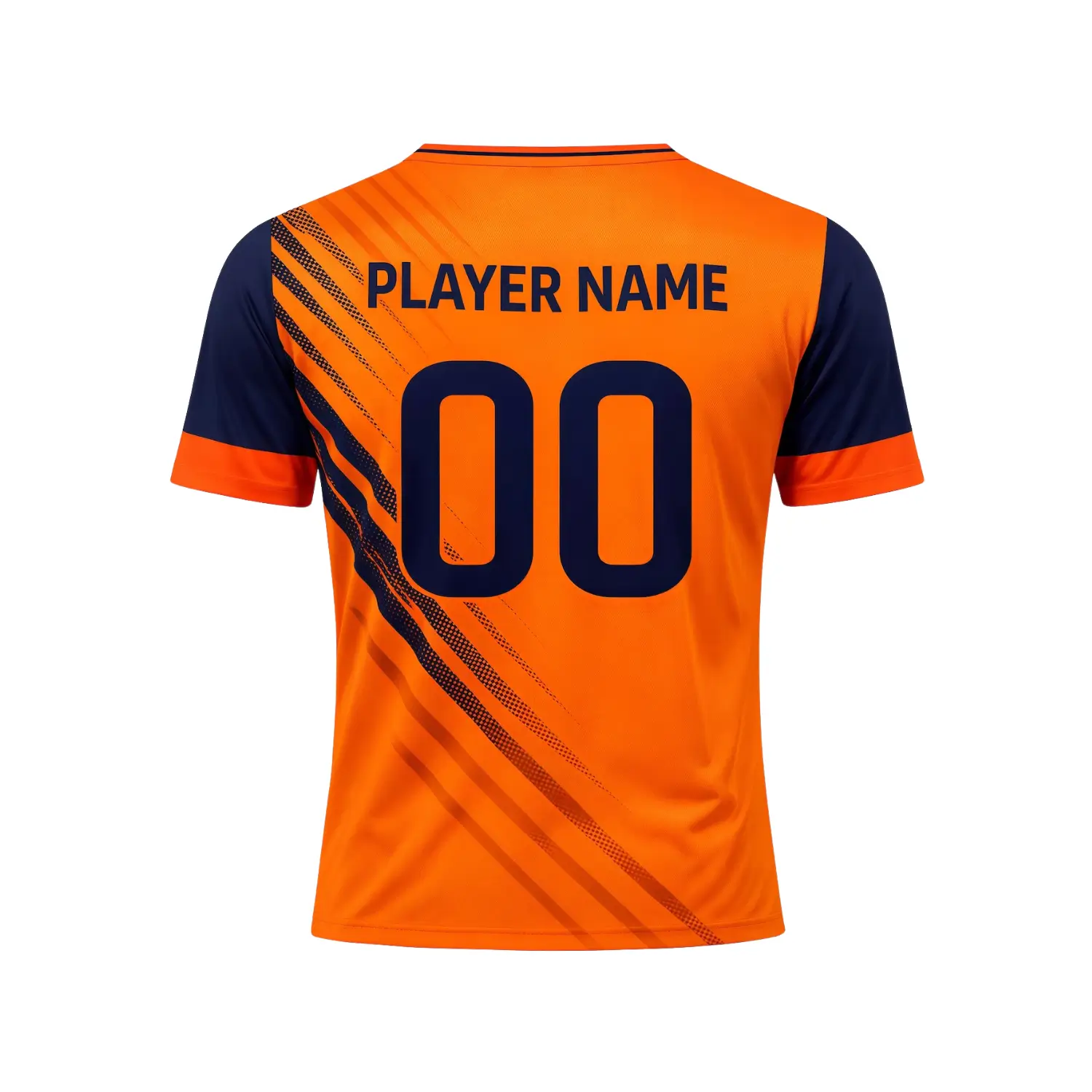 Soccer player in a custom black and red compression fit jersey with a flat V-neck, showcasing the athletic silhouette