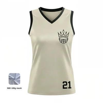 Women's V-neck basketball jersey with 50D mesh for female teams