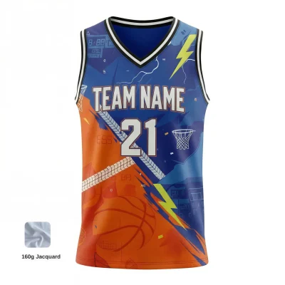 Premium V-neck basketball jersey with side panels and jacquard woven fabric