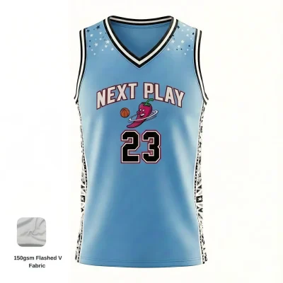 Β Elite V-neck basketball jersey with side panels and flashed V fabric texture