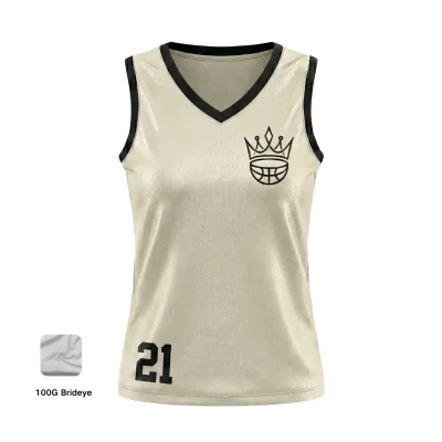 Women's V-neck basketball jersey with 50D mesh for female teams