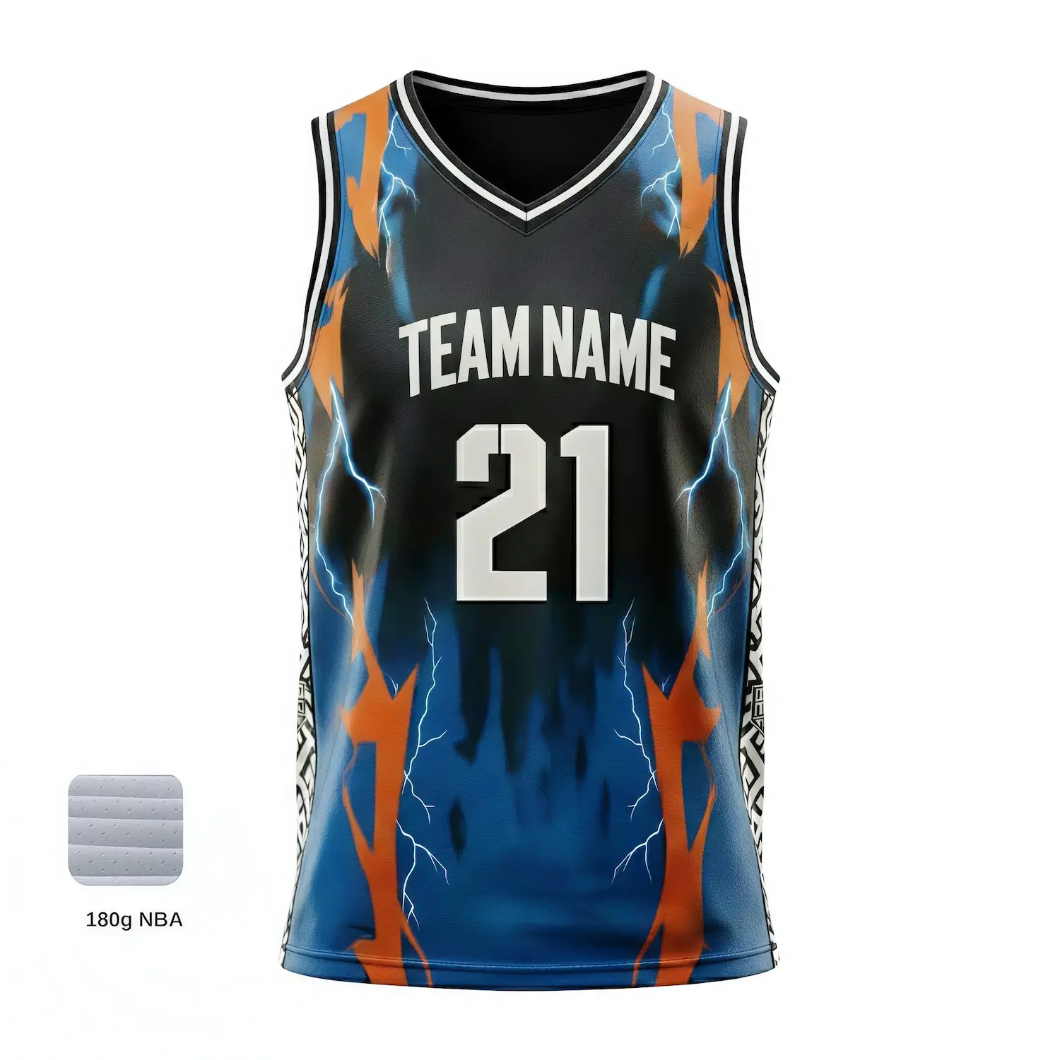 Pro V-neck basketball jersey with side panels and authentic NBA fabric for elite teams