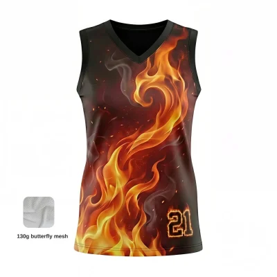 Women's V-neck basketball jersey with butterfly mesh for maximum airflow