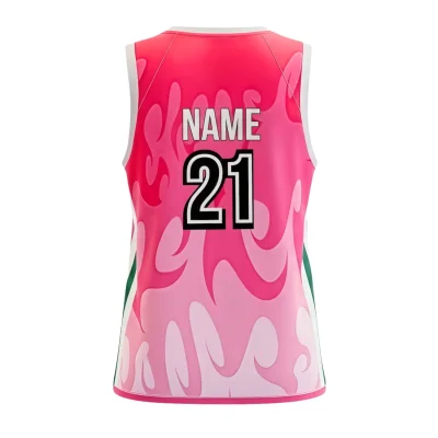 Women's premium V-neck basketball jersey with side panels and jacquard woven fabric