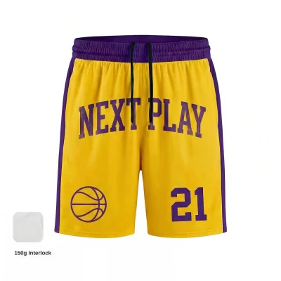 NextPlay BB02-INT interlock basketball shorts with custom sublimated design for teams