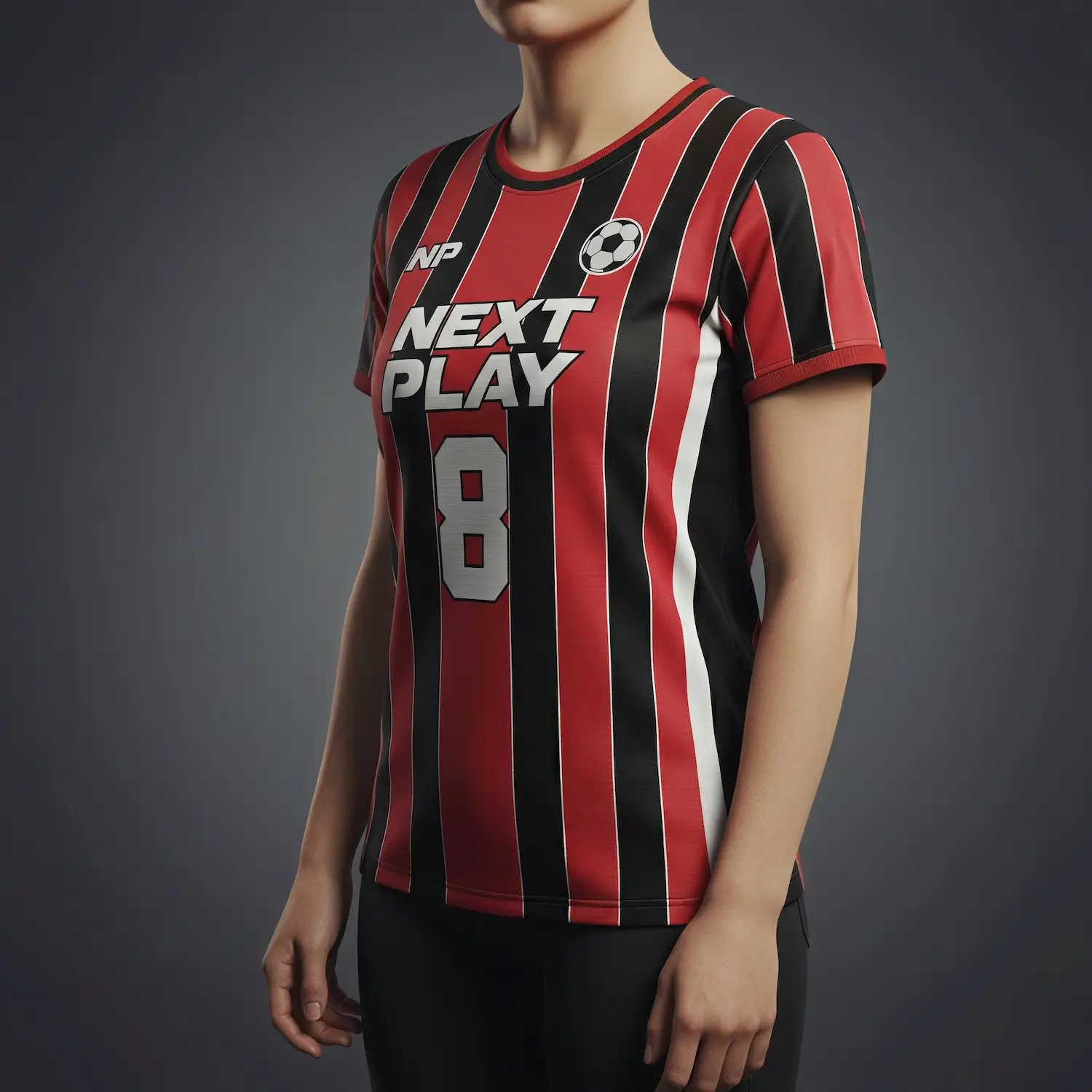 Comparison of three custom women's soccer jerseys showing Birdseye Mesh, Premium Micro-Mesh, and Hybrid Mesh Panel fabrics