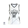 Women's V-neck basketball jersey with side panels and short hole mesh for balanced performance