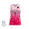 Women's premium V-neck basketball jersey with side panels and jacquard woven fabric