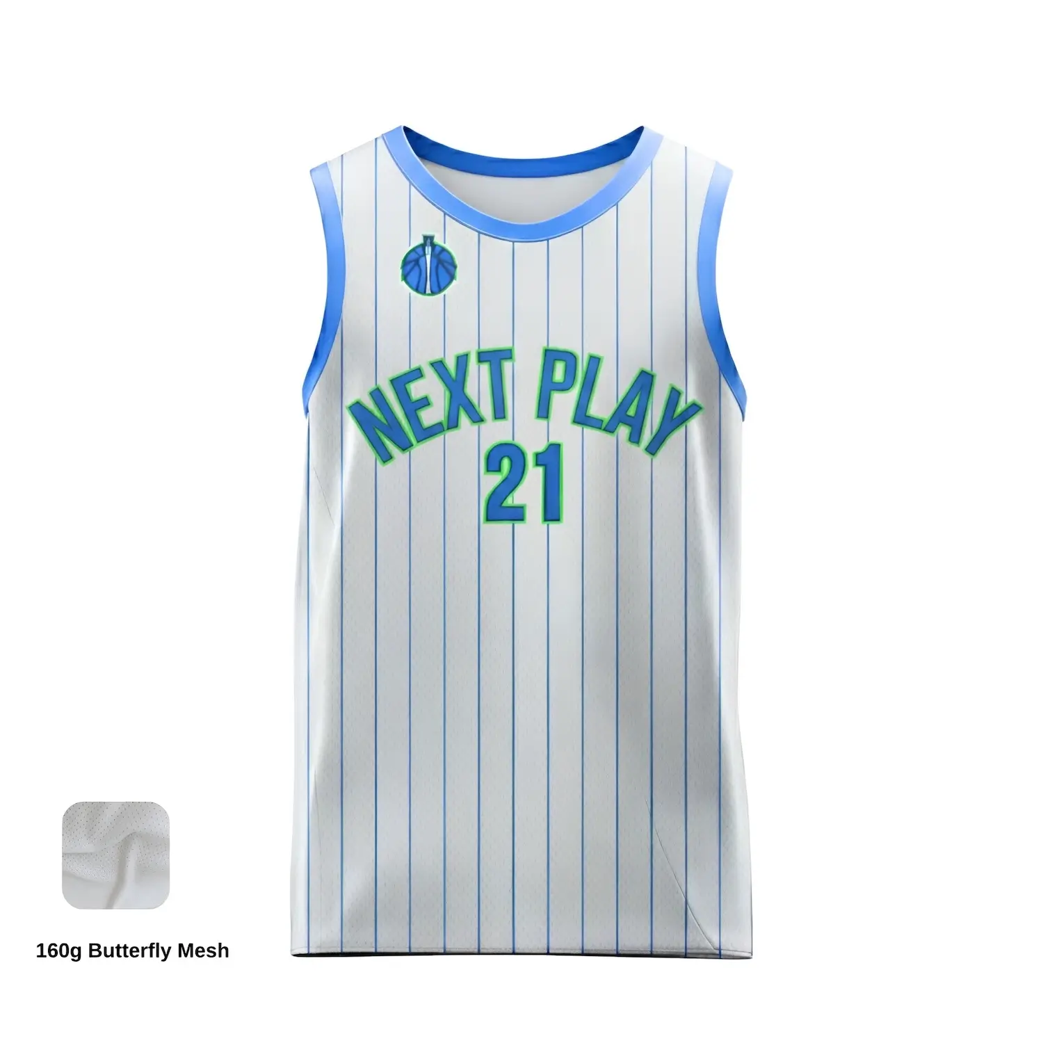 NextPlay Airflow custom basketball jersey with Butterfly Mesh fabric for enhanced cooling, in orange and grey team colors.