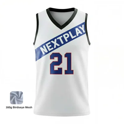 Elite V-neck basketball jersey with 160g performance mesh for competitive teams