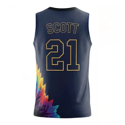 Premium V-neck basketball jersey with jacquard woven fabric for luxury teams