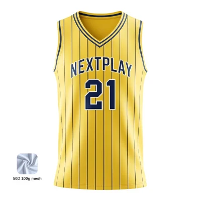 V-neck basketball jersey with 50D mesh for unisex and youth teams