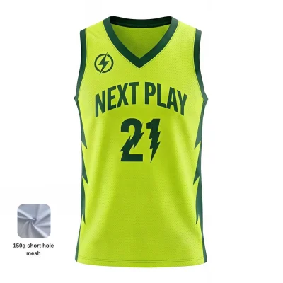 NextPlay Airflow custom basketball jersey with short hole fabric for enhanced cooling, in orange and grey team colors.