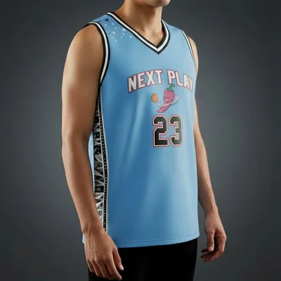 Β Elite V-neck basketball jersey with side panels and flashed V fabric texture