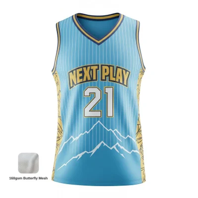 Pro V-neck basketball jersey with side panels and butterfly mesh for maximum airflow