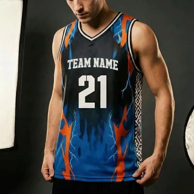Pro V-neck basketball jersey with side panels and authentic NBA fabric for elite teams