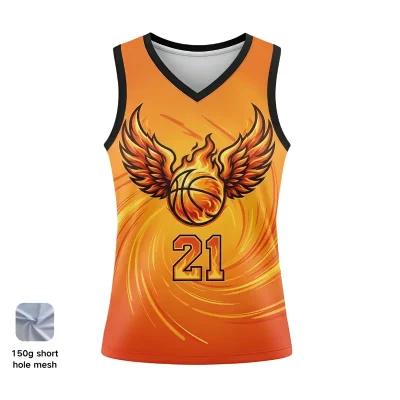 Women's V-neck basketball jersey with short hole mesh for balanced performance