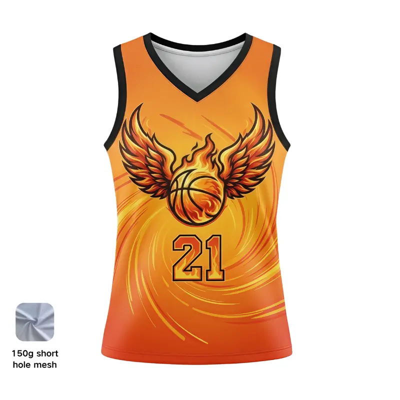 Women's V-neck basketball jersey with short hole mesh for balanced performance