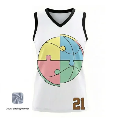 Women's elite V-neck basketball jersey with 160g performance mesh for competitive teams