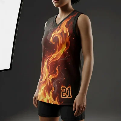 Women's V-neck basketball jersey with butterfly mesh for maximum airflow