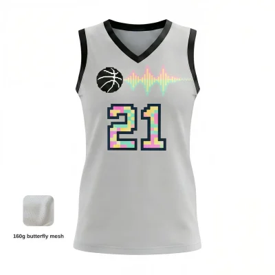 Women's pro V-neck basketball jersey with 160g butterfly mesh for maximum airflow