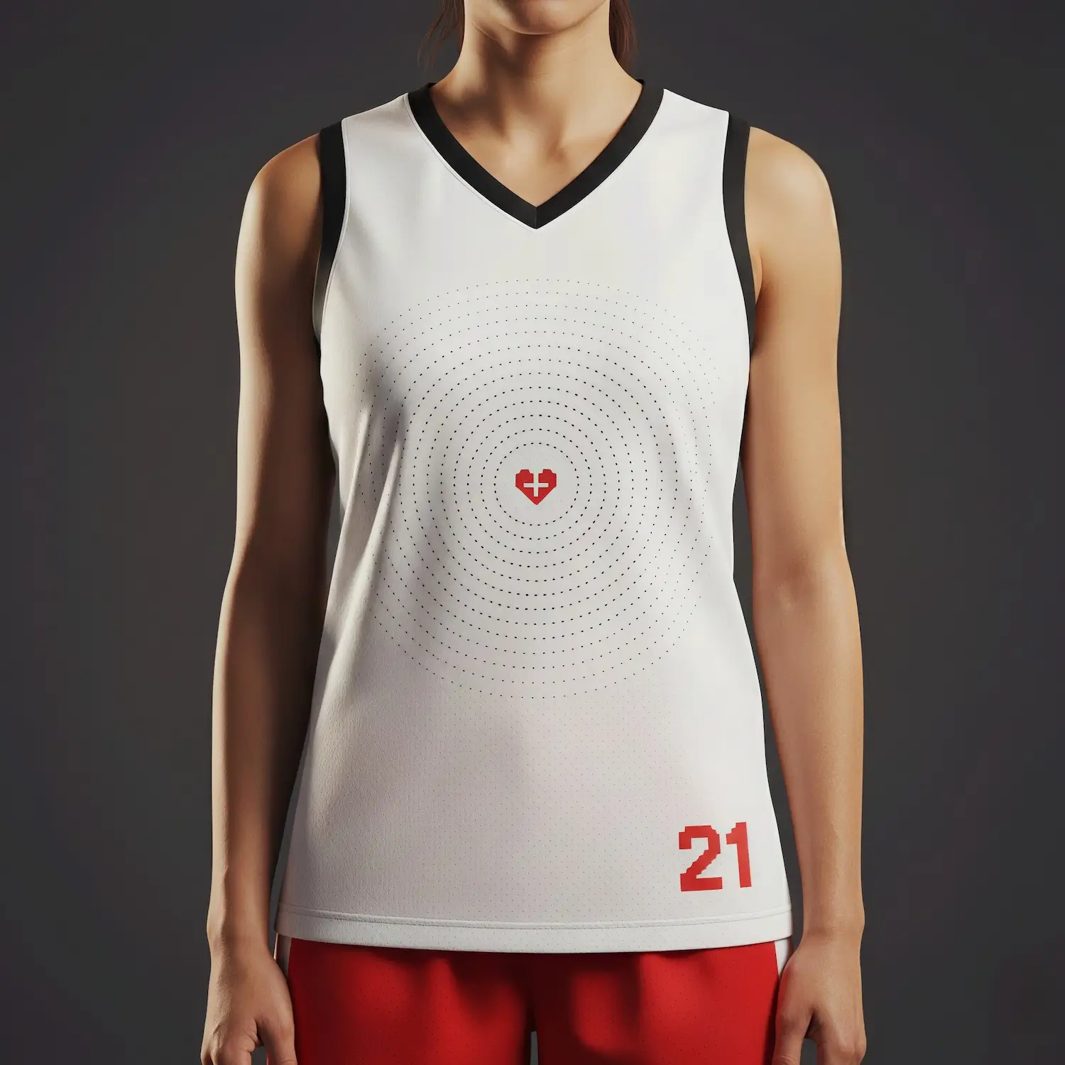 Women's elite V-neck basketball jersey with flashed V fabric texture for distinctive teams