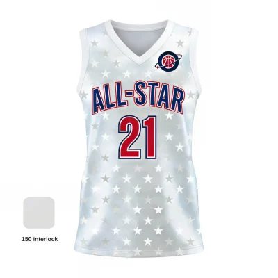 Women's V-neck basketball jersey with pro interlock fabric for ultimate comfort